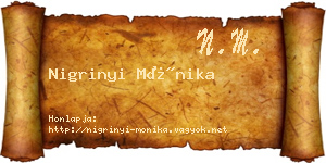 Nigrinyi Mónika névjegykártya